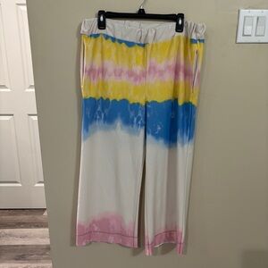 Ava James Tie-Dye Wide Leg Bottoms - Pink, Yellow & Blue